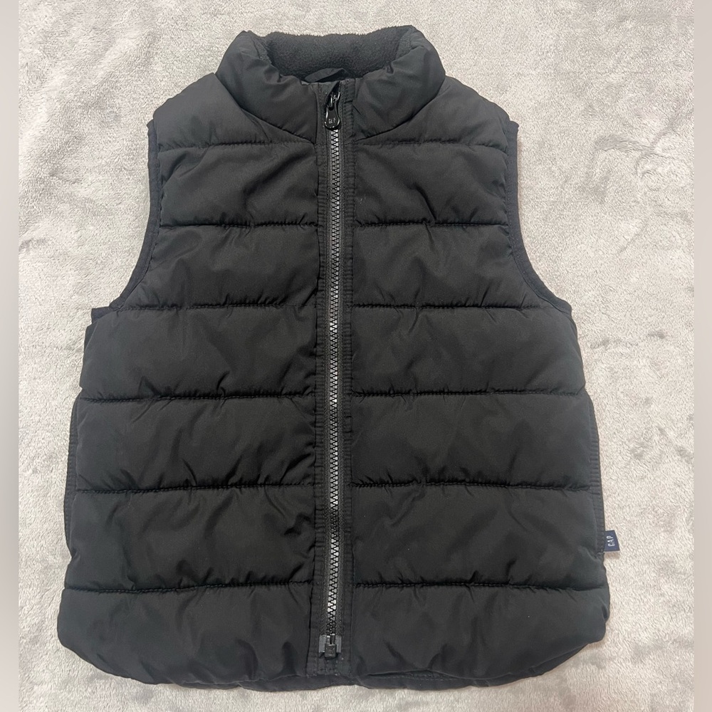 Toddler little kid Black Gap Puffer Vest with fleece lined collar w/ pockets (5)